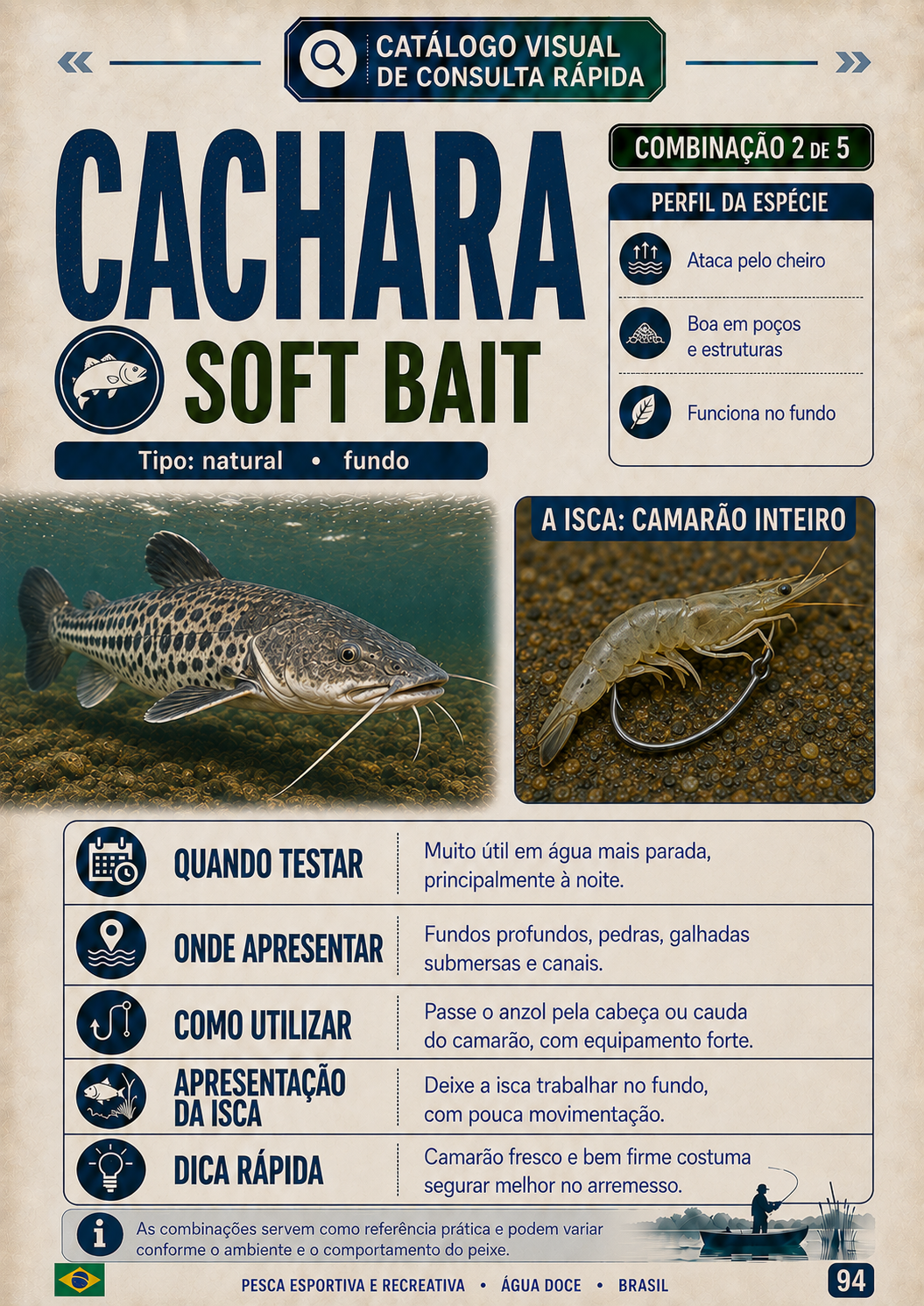 Cachara com soft bait camarão