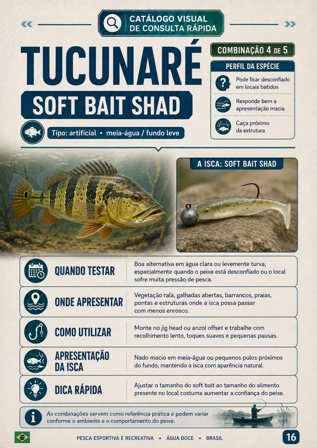 Tucunaré com soft bait shad