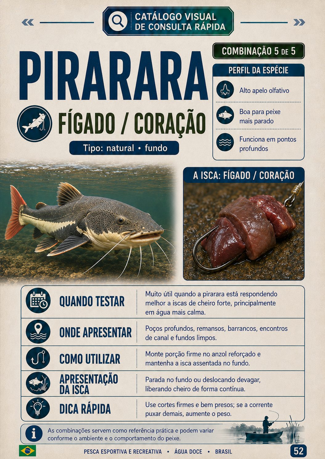 Pirarara com fígado ou coração